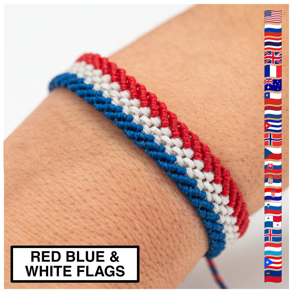 France Flag Bracelet, RED BLUE WHITE FLAG Bracelet, Friendship Men's Bracelet