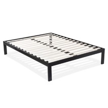 Queen size Modern Black Metal Platform Bed Frame with Wood Slats - $245.49