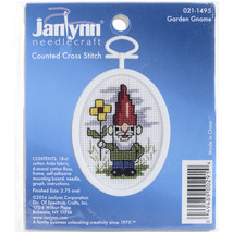 Janlynn Mini Counted Cross Stitch Kit 2.75&quot; Oval Gnome  - £11.03 GBP
