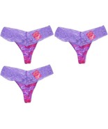 Candies S (5) L (7) Purple G String Bikini Lace Thong Lot of 3 Panties #1 - £15.71 GBP
