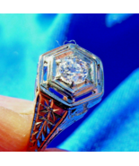 Earth mined Diamond Deco Engagement Ring Victorian Antique Belais Solita... - £1,024.79 GBP