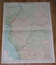 1922 Vintage Map Of Cameroon Belgian Congo Angola Gabon Chad Nigeria Africa - £24.07 GBP