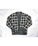 1950s 1960s MCM Grey Argyle Button Down Rockabilly Knit Cardigan Sweater... - £68.19 GBP