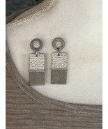 Earth tone Polymer Clay Handmade Earrings Pearl Slate Silver - $18.99 CAD