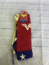 DC Comics Wonder Woman Knee High Novelty Socks With Gold Cape 1 Pair NEW - £7.19 GBP