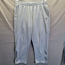 Vintage Champion Track Pants Mens 2XL Grey Sweatpants Zip Ankle Pockets - £14.46 GBP