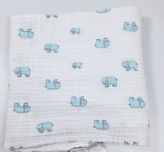 Aden Anais Aqua Elephant Muslin Swaddle Blanket Lovey Baby Green - $13.54