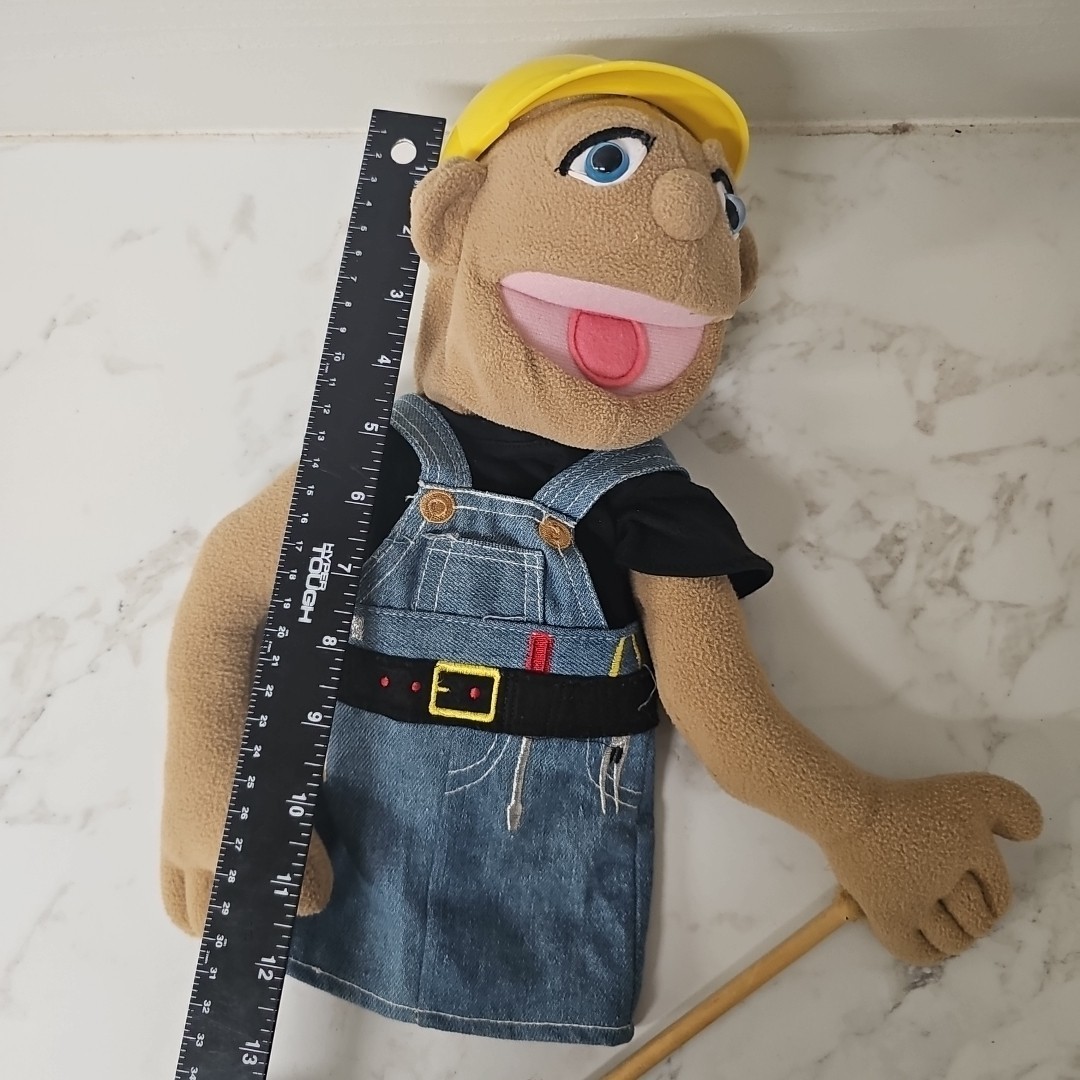 Melissa & Doug Puppets Construction Worker Rare Includes Wooden Stick Rod Item image 11