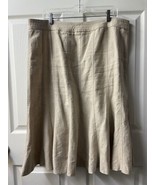 Liz CLaiborne Linen Flare Skirt  Womens Plus Size 16 Beige Mid Length Ca... - $26.11