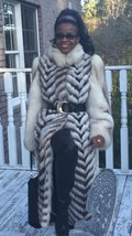 Rare Designer Full Length  white Sable /brown hue Blue fox Fur Coat Jack... - $1,088.99