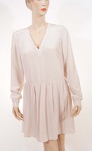 Rory Beca Womens Beige Silk Lined V Neck Long Sleeve Above Knee Dress L - £29.71 GBP