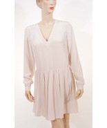 Rory Beca Womens Beige Silk Lined V Neck Long Sleeve Above Knee Dress L - £29.01 GBP