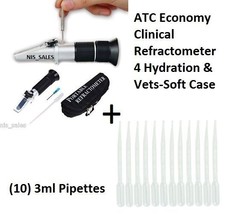 ATC Economy Clinical Refractometer 4 Hydration &amp; Vets +(10) 3ml Pipettes - £21.78 GBP