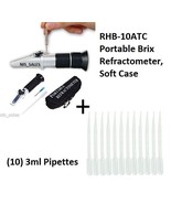 0-10% ATC BRIX REFRACTOMETER,SOFT CASE + (10) 3ml Pipettes - $541.81 MXN