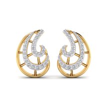 14K Yellow Gold Plated Round AAA+ Cubic Zirconia Swirl Stud Earrings For Women - £48.10 GBP