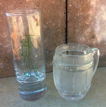 Set of Two Shot Glasses - Tall Man with Tree Cutter Saw and Short Barrel... - $18.00
