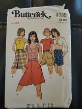 Vintage Butterick 3739 Sewing Pattern Misses A-line Pantskirt and Shorts... - $12.34
