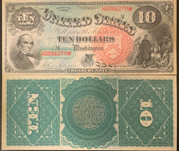 Reproduction $10 United States Note 1869 Jackass “Rainbow Note” Currency Copy - £3.13 GBP