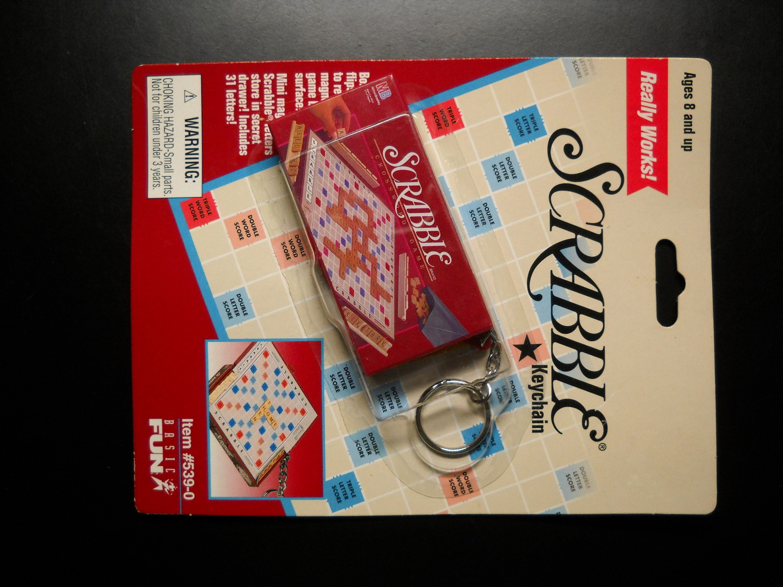 Basic Fun Key Chain Scrabble Miniature Boxed Game as Fob Sealed on Card - $10.99