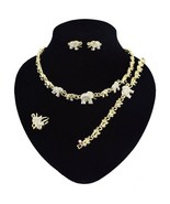 HUGS &amp;KISSES xo elephants set necklace bracelet earrings ring gold fille... - $553.54 MXN