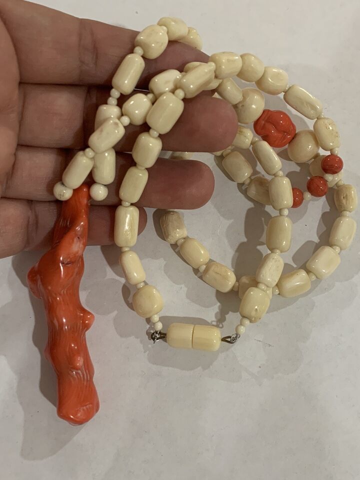 Antique Coral Branch Necklace 25” Item image 2