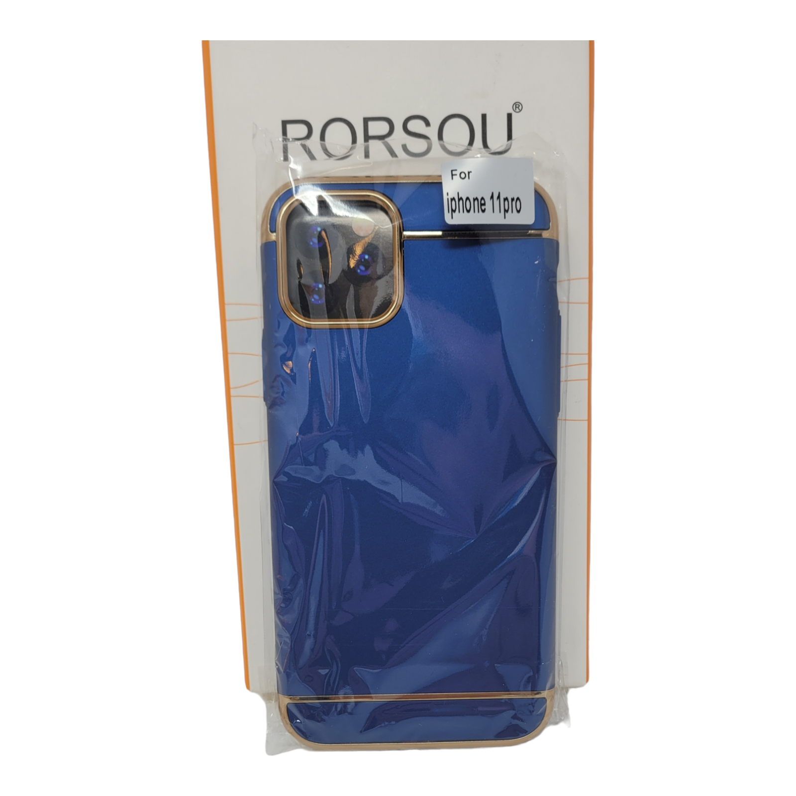Primary image for rorsou slim fit case compatible with iphone 11 blue and gold