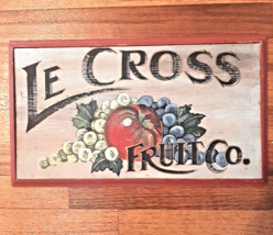 Le Cross Fruit Co Board Sign Hand Painted Apple Grapes - £30.35 GBP