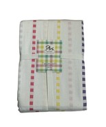 PBS Home Tablecloth Easter Spring Patel Checked Striped Rainbow 90&quot; Round - $32.40