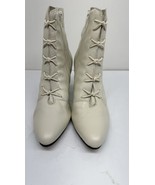 Poppies Woman’s Cream Color Leather Ankle Boot - £38.68 GBP