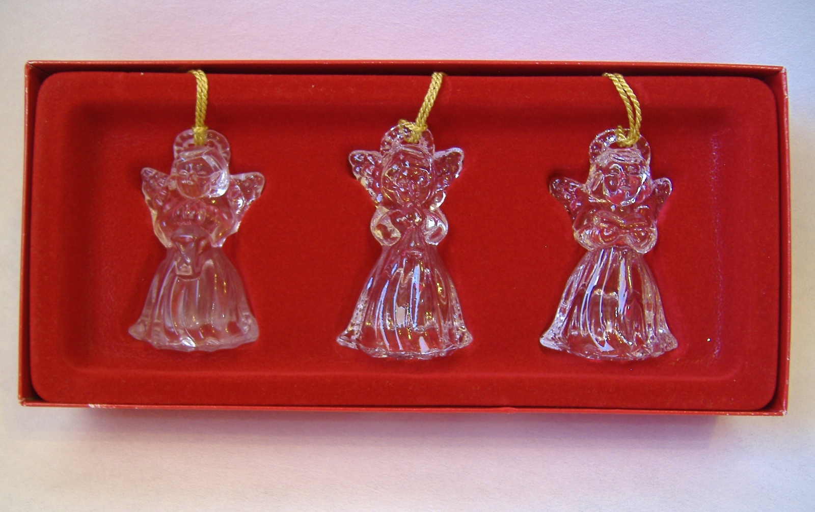 Primary image for Angels Set of 3 Crystal Gorham 1831 Gold Tassel Boxed Christmas Tree Ornaments