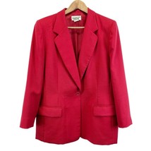 Pendleton 100% Virgin Wool Blazer Red Long Length Vintage Plus Size 14 - £42.52 GBP