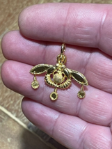 14k Yellow gold Double Bee of Malia Handmade Pendant Ancient Greek Jewelry - $571.50