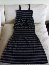 OLD NAVY BLACK AND SILVER STRIPED SLEEVELESS DRESS - SIZE L - $380.53 MXN
