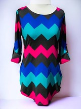 New Directions Ladies Multi Color Chevron Pattern Tunic Top Brand New Size Small - £22.57 GBP