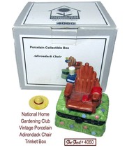 National Home Gardening Club Vintage Porcelain Adirondack Chair Trinket Box - $59.95