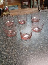 Vtg Pink Tumbler Set of 6 Whiskey Glasses 2 7/8" Tall Unmarked - $39.59