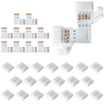 L Shape 4-Pin Led Connectors 10-Pack 10Mm Wide Right Angle Corner Connectors Sol - £12.60 GBP