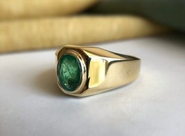 Man Emerald Ring Gift For Him Natural Emerald Ring Sterling Silver 925 Ring Bery - £186.34 GBP