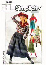 Misses' Western Shirt, Skirt & Vest Vintage 1986 Pattern 7601 Size 12 Uncut - $16.00