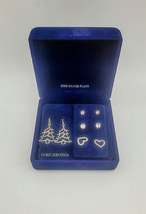 RH Macy Fine Silver Plated Cubic Zirconia Christmas Tree Earring Set - £17.38 GBP