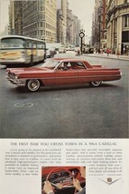 1964 Print Ad Cadillac 2-Door Car in Busy Intersection City Street - $13.93
