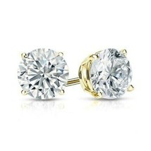 3.00Ct Simulated Diamond Earrings Stud Real 14K Yellow Gold Plated Screw Back - £28.64 GBP