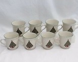 Christmas Tree Stoneware Cups Set of 8 Xmas - £23.11 GBP