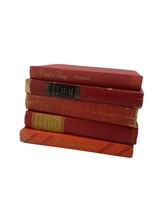 Lot of 5 Red Orange Vintage Shabby Books Home Decor Collection Staging Props - £15.12 GBP