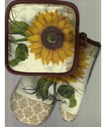 2-pc Kitchen Set Pot Holders Oven Mitt Sunflower - $93.86 MXN