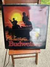 VINTAGE BUDWEISER Beer BASS FISHING Light Up Bar Sign TESTED WORKS - $197.99