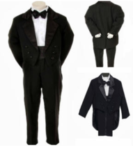 Toddler Baby Boy Black Tail Tuxedo outfit suit set 5 pc Size  XL - XLarge -18-24 - £31.86 GBP