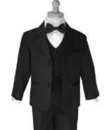 Toddler Baby Boy Black Bow Tie Tuxedo outfit suit set 5 pc Size  S - Sma... - $761.39 MXN