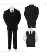Toddler Baby Boy Black Tie Tuxedo outfit suit set 5 pc Size  L - Large -... - $761.39 MXN