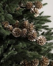 CHAMPAGNE PINECONES PICKS SET OF 12 CHRISTMAS TREE DECORATION HANDCRAFTED - £201.16 GBP